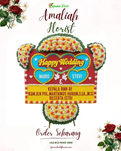 Karangan Papan Bunga Pernikahan di Gandarum